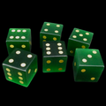 TDSO Cats Eye Glass Dark Green & Gold 6 x D6 Spot Dice Set