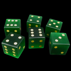 TDSO Cats Eye Glass Dark Green & Gold 6 x D6 Spot Dice Set