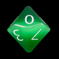 TDSO Cats Eye Glass Dark Green & White D10 Dice