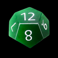TDSO Cats Eye Glass Dark Green & White D12 Dice