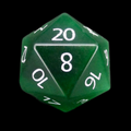 TDSO Cats Eye Glass Dark Green & White D20 Dice