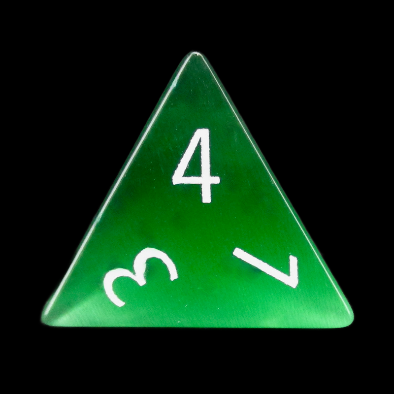 TDSO Cats Eye Glass Dark Green & White D4 Dice