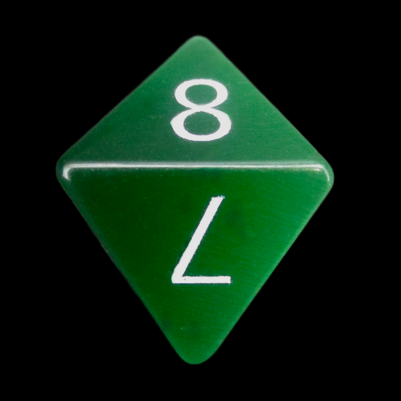 TDSO Cats Eye Glass Dark Green & White D8 Dice