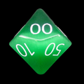 TDSO Cats Eye Glass Dark Green & White Percentile Dice