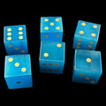 TDSO Cats Eye Glass Aquamarine & Gold 6 x D6 Spot Dice Set In Padded case