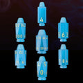 Cats Eye Glass Aquamarine & Gold Bullet Dice Set