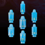 Cats Eye Glass Aquamarine & Gold Bullet Dice Set
