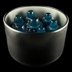 Cats Eye Glass Aquamarine & Gold Bullet Dice Set