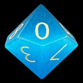 TDSO Cats Eye Glass Aquamarine & Gold D10 Dice