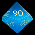 TDSO Cats Eye Glass Aquamarine & Gold Percentile Dice