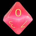 TDSO Cats Eye Glass Pink & Gold D10 Dice