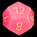 TDSO Cats Eye Glass Pink & Gold D12 Dice