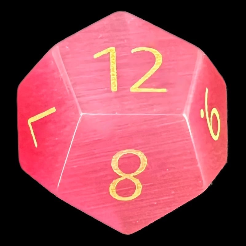 TDSO Cats Eye Glass Pink & Gold D12 Dice