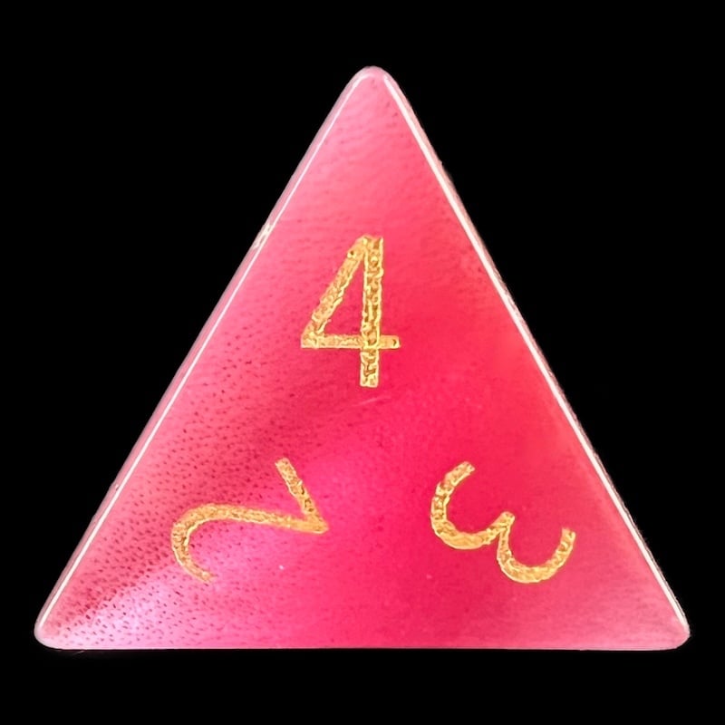 TDSO Cats Eye Glass Pink & Gold D4 Dice