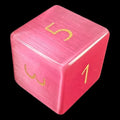 TDSO Cats Eye Glass Pink & Gold D6 Dice