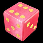 TDSO Cats Eye Glass Pink & Gold 6 x D6 Spot Dice Set In Padded Case