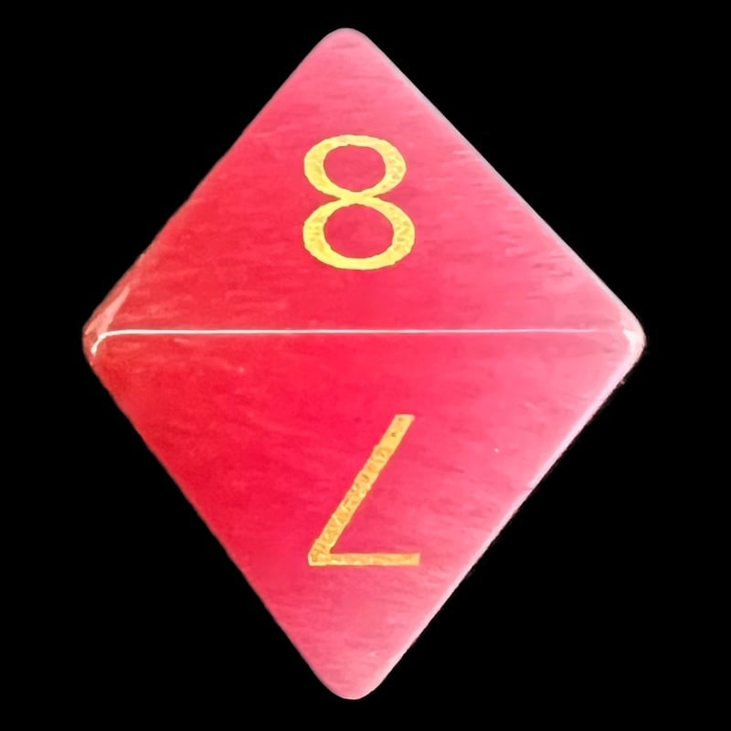 TDSO Cats Eye Glass Pink & Gold D8 Dice