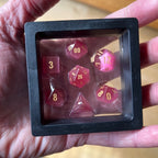 TDSO Cats Eye Glass Pink & Gold MINI 7 Dice Polyset