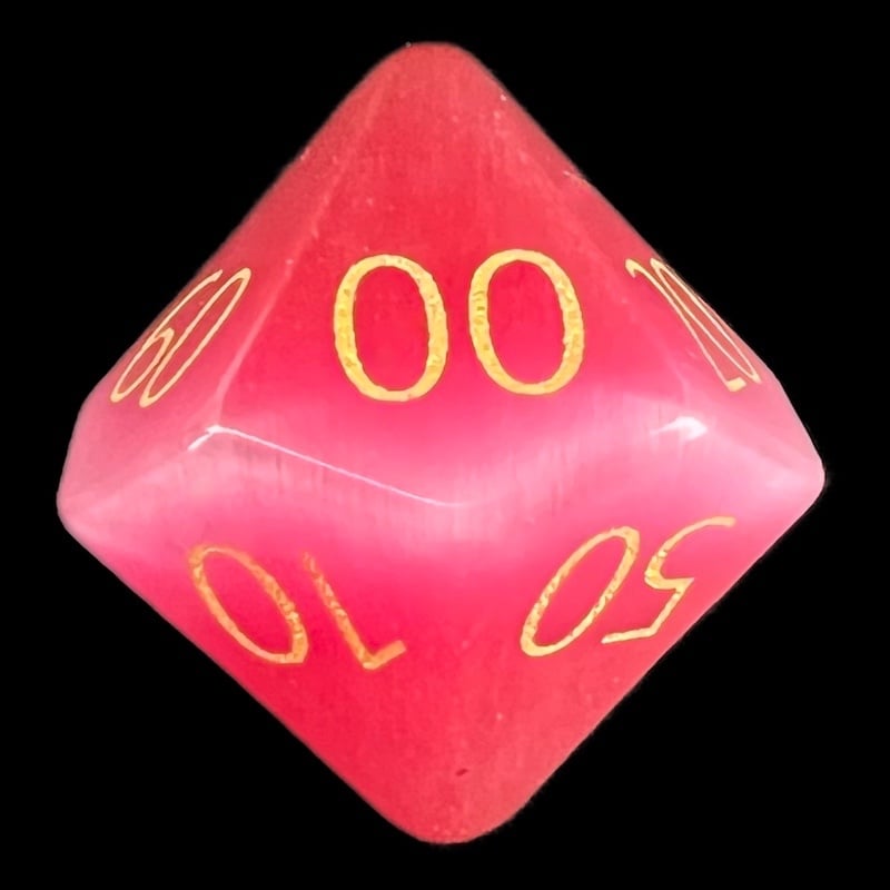 TDSO Cats Eye Glass Pink & Gold Percentile Dice