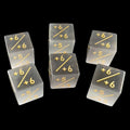TDSO Cats Eye Glass Grey & Gold Positive Counter 6 x D6 Dice Set In Padded Case