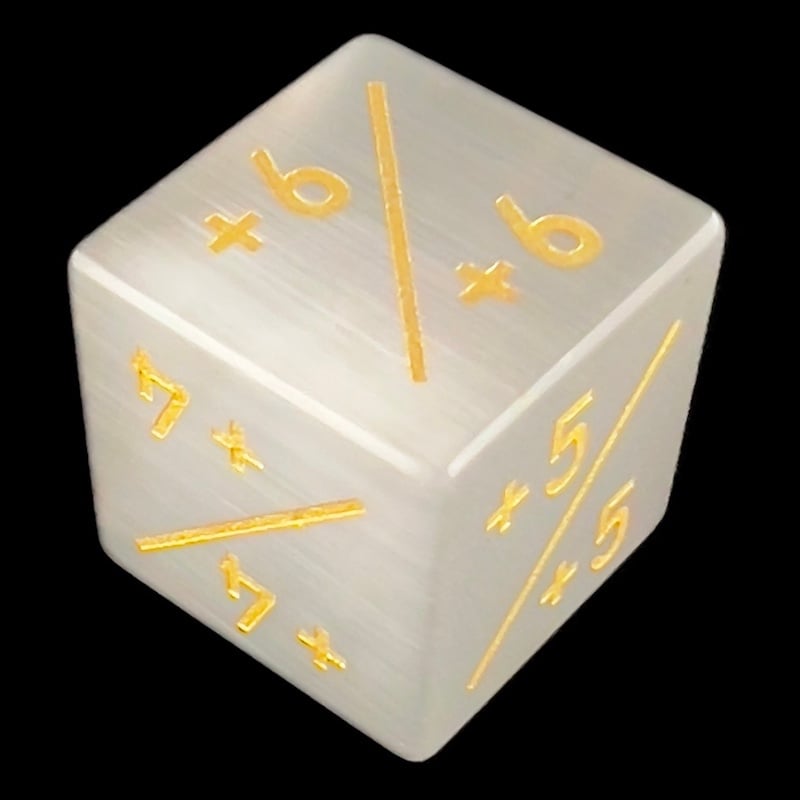 TDSO Cats Eye Glass Grey & Gold Positive Counter D6 Dice