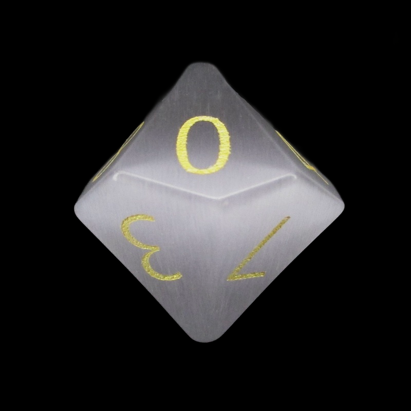 TDSO Cats Eye Glass Grey & Gold D10 Dice
