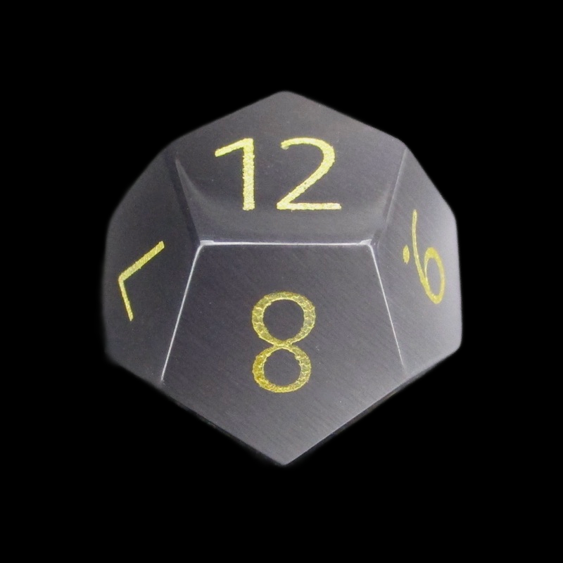 TDSO Cats Eye Glass Grey & Gold D12 Dice