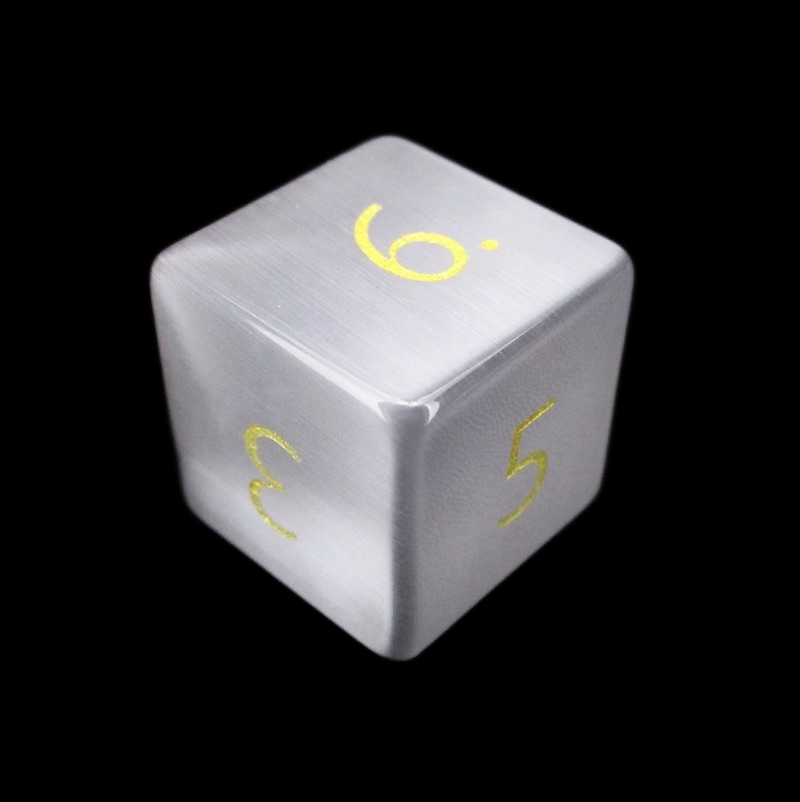 TDSO Cats Eye Glass Grey & Gold D6 Dice