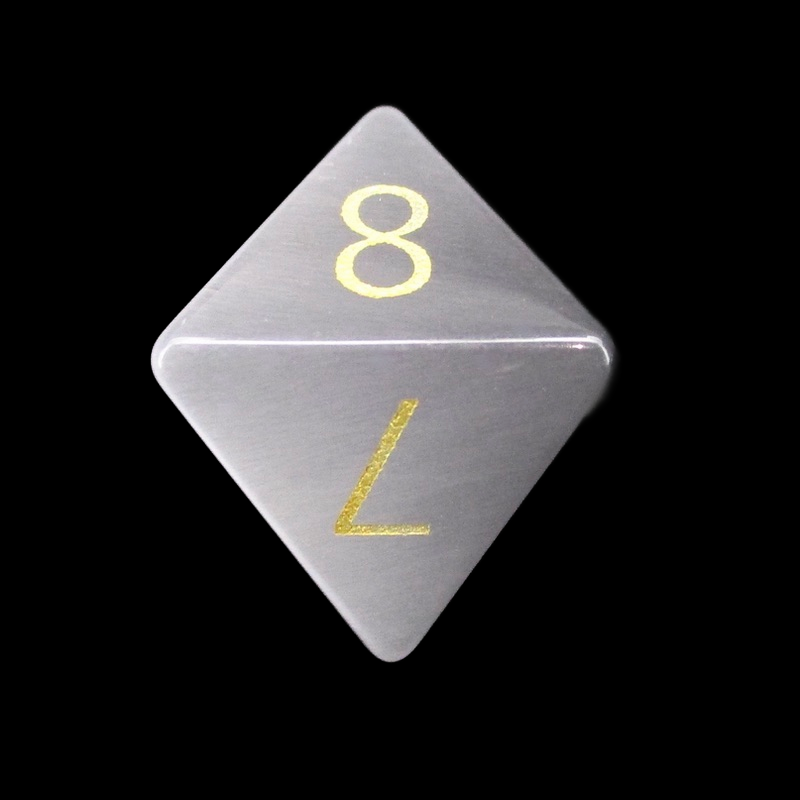 TDSO Cats Eye Glass Grey & Gold D8 Dice