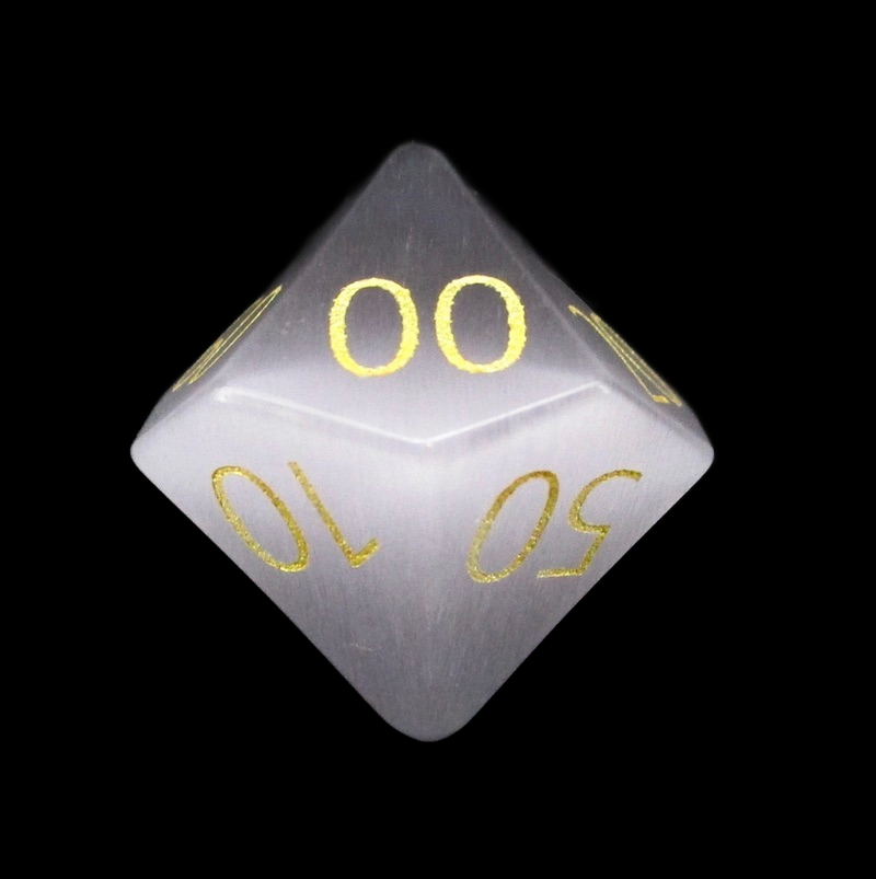 TDSO Cats Eye Glass Grey & Gold Percentile Dice