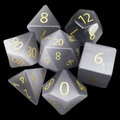 TDSO Cats Eye Glass Grey & Gold 7 Dice Polyset