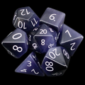 TDSO Cats Eye Glass Kynite & White 7 Dice Polyset