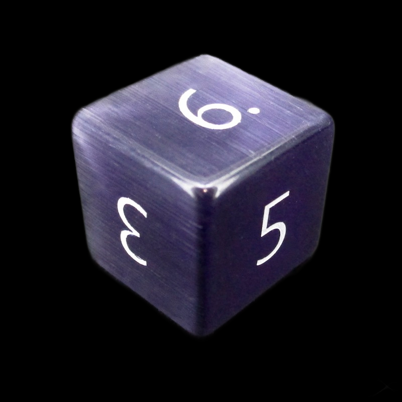 TDSO Cats Eye Glass Kynite & White D6 Dice