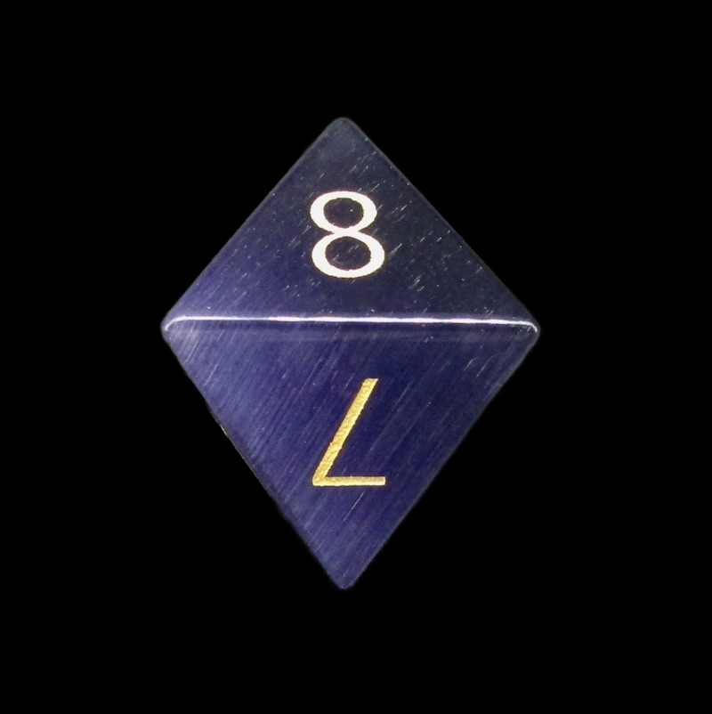 TDSO Cats Eye Glass Kynite & Gold D8 Dice