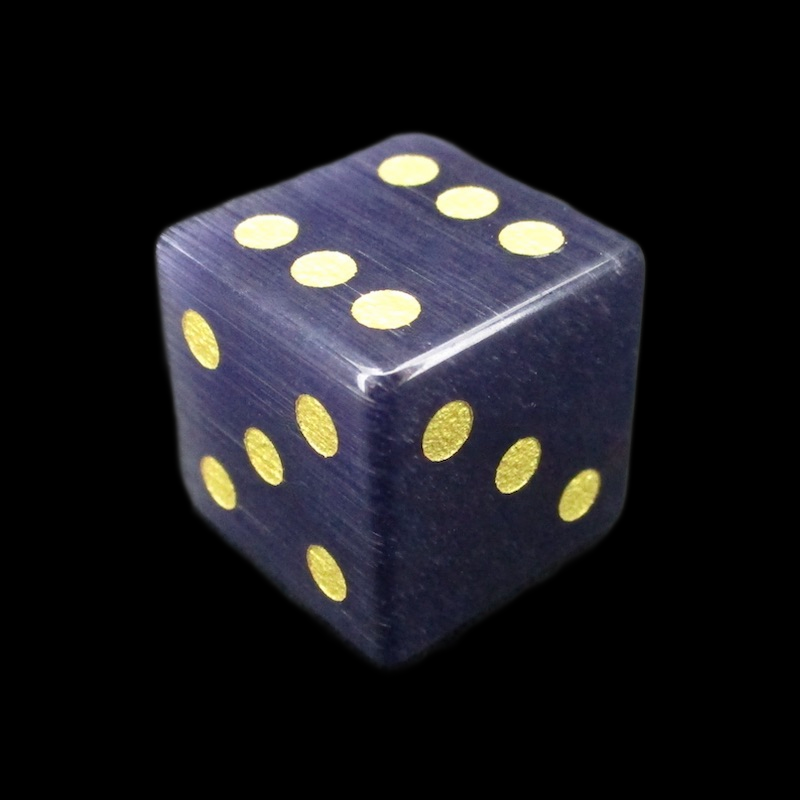 TDSO Cats Eye Glass Kynite & Gold D6 Spot Dice