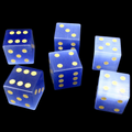 TDSO Cats Eye Glass Light Blue & Gold 6 x D6 Spot Dice Set