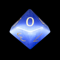TDSO Cats Eye Glass Light Blue & Gold D10 Dice