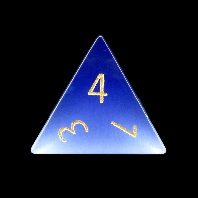 TDSO Cats Eye Glass Light Blue & Gold D4 Dice