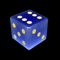 TDSO Cats Eye Glass Light Blue & Gold D6 Spot Dice