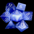 TDSO Cats Eye Glass Light Blue & White 7 Dice Polyset