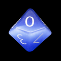 TDSO Cats Eye Glass Light Blue & White D10 Dice