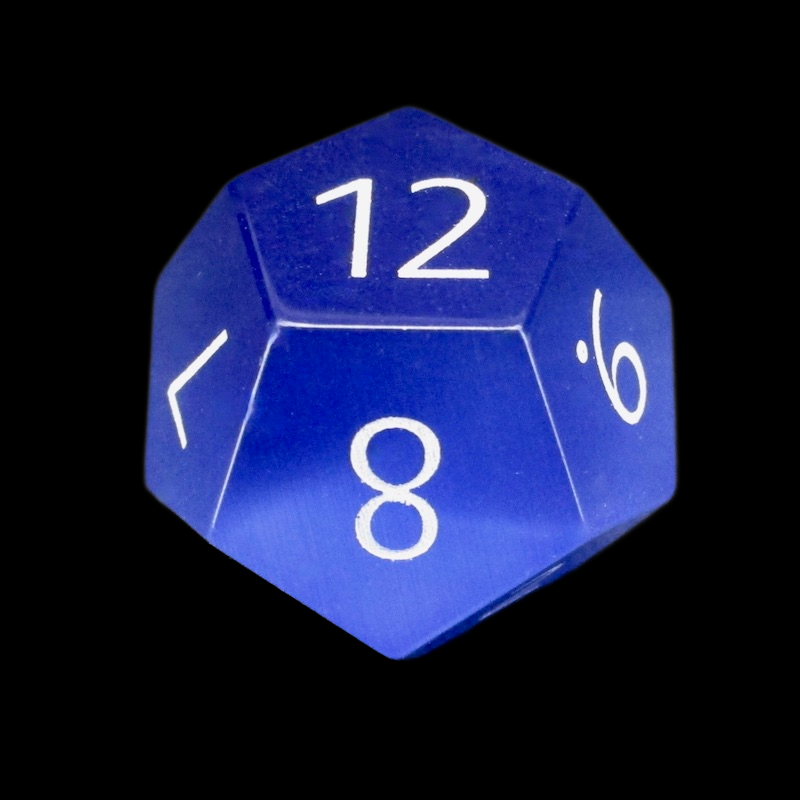 TDSO Cats Eye Glass Light Blue & White D12 Dice