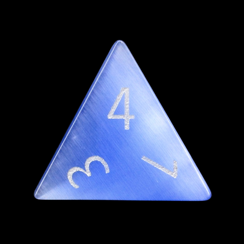 TDSO Cats Eye Glass Light Blue & White D4 Dice