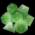 TDSO Cats Eye Glass Light Green & Gold 7 Dice Polyset