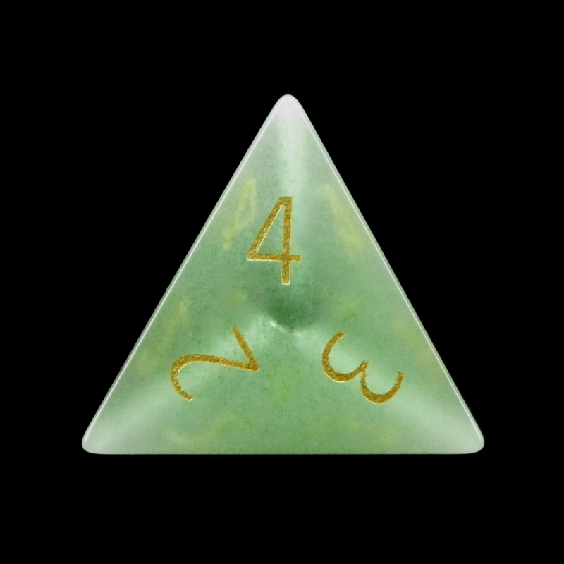 TDSO Cats Eye Glass Light Green & Gold D4 Dice