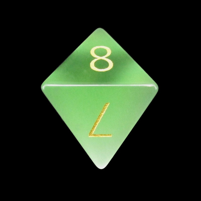 TDSO Cats Eye Glass Light Green & Gold D8 Dice