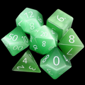 TDSO Cats Eye Glass Light Green & White 7 Dice Polyset