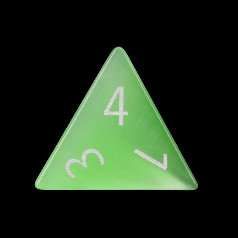 TDSO Cats Eye Glass Light Green & White D4 Dice