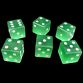TDSO Cats Eye Glass Light Green & White 6 x D6 Spot Dice Set