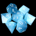 TDSO Cats Eye Glass Mint Blue & White 7 Dice Polyset